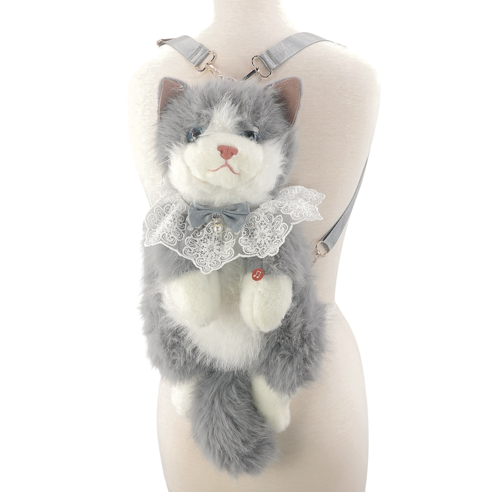 Cute Cat Plush Backpack in Polyester
