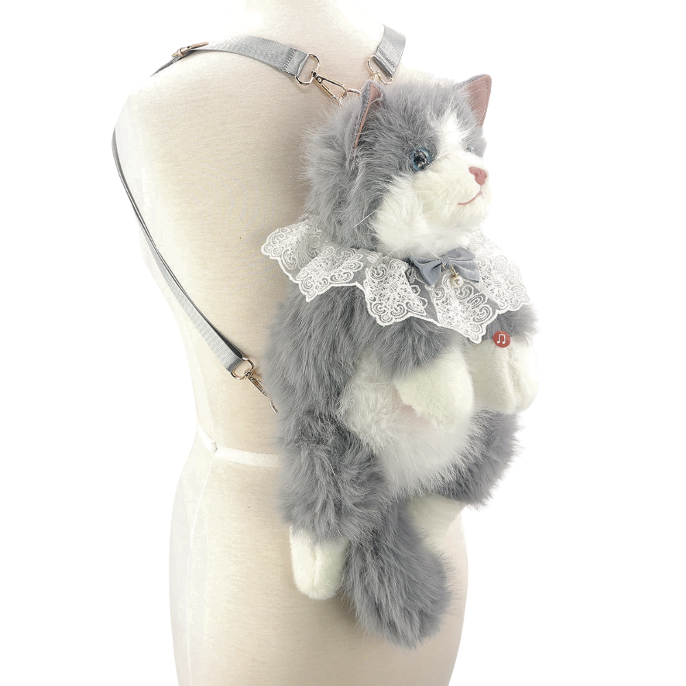 Cute Cat Plush Backpack in Polyester