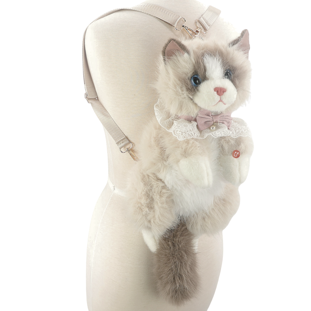 Cute Cat Plush Backpack in Polyester