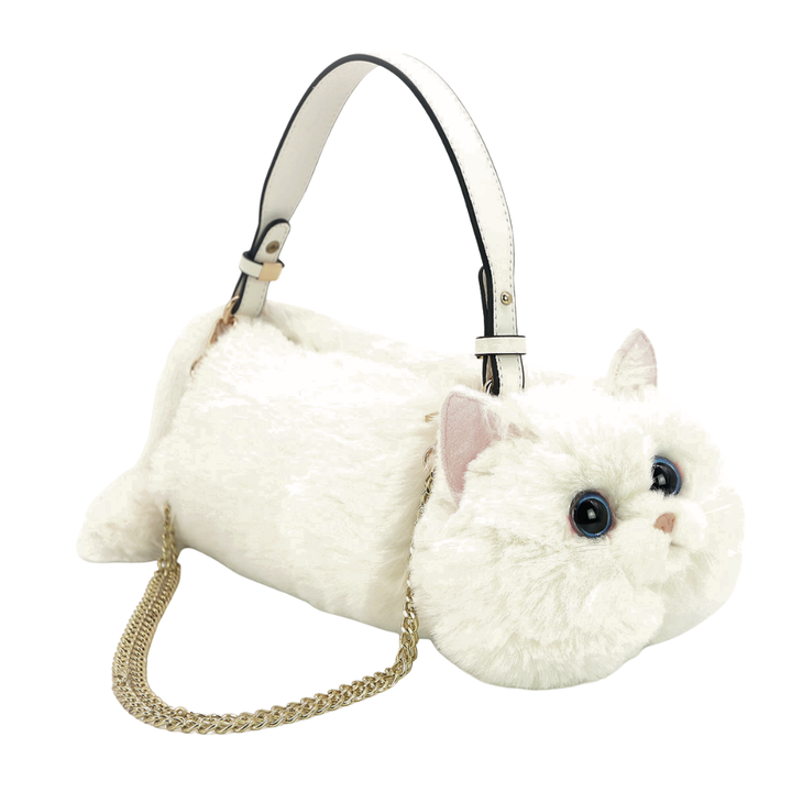 Furry Cat Handheld Purse in Polyester