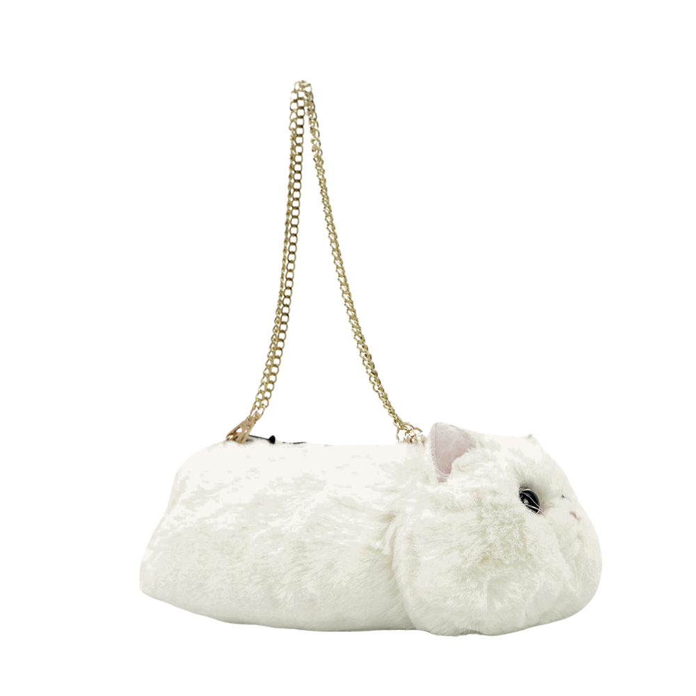 Furry Cat Handheld Purse in Polyester