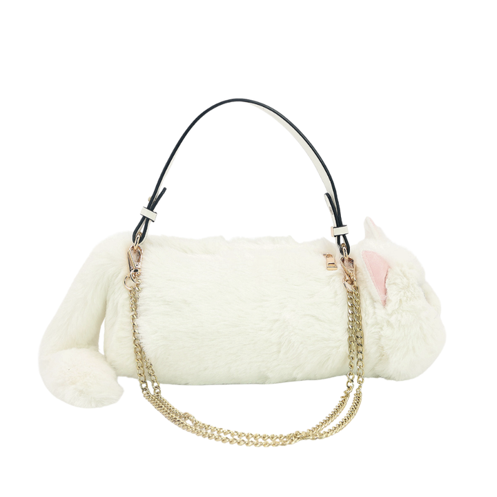 Furry Cat Handheld Purse in Polyester