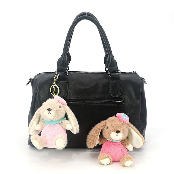 4 pcs adorable plush strawberry bunny bag charms/ key chains/ key charms