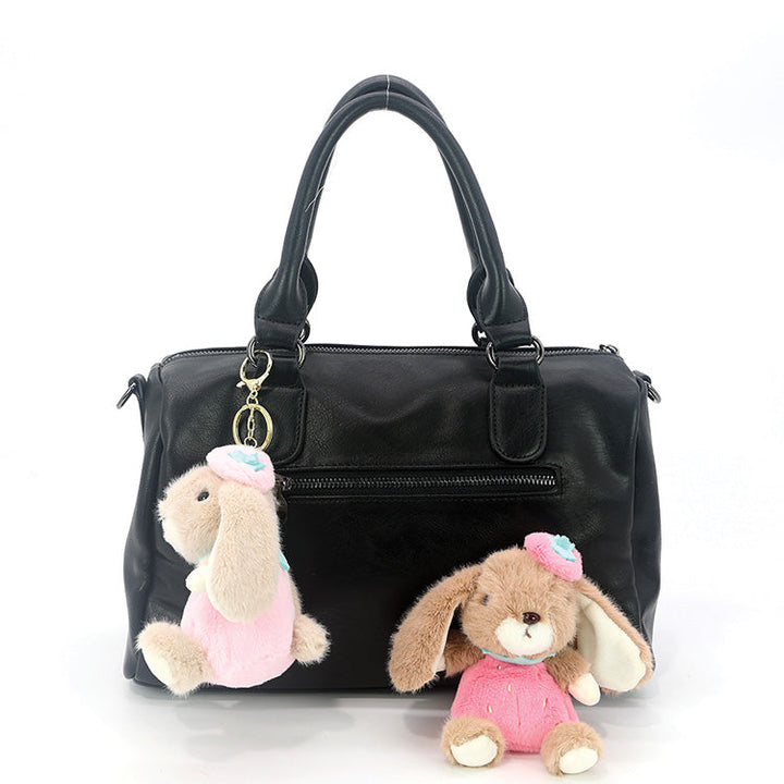 4 pcs adorable plush strawberry bunny bag charms/ key chains/ key charms