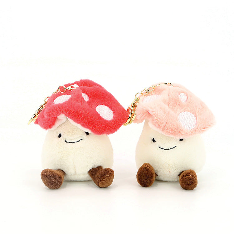 4 pcs adorable plushy mushroom  bag charms/ key chains/ key charms