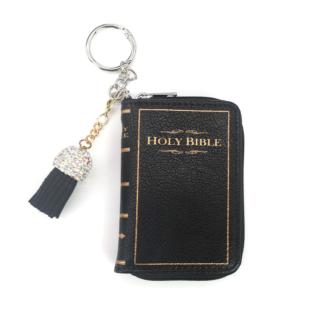 HOLY BIBLE BOOK BAG CHARM COIN PURSE IN VINYL