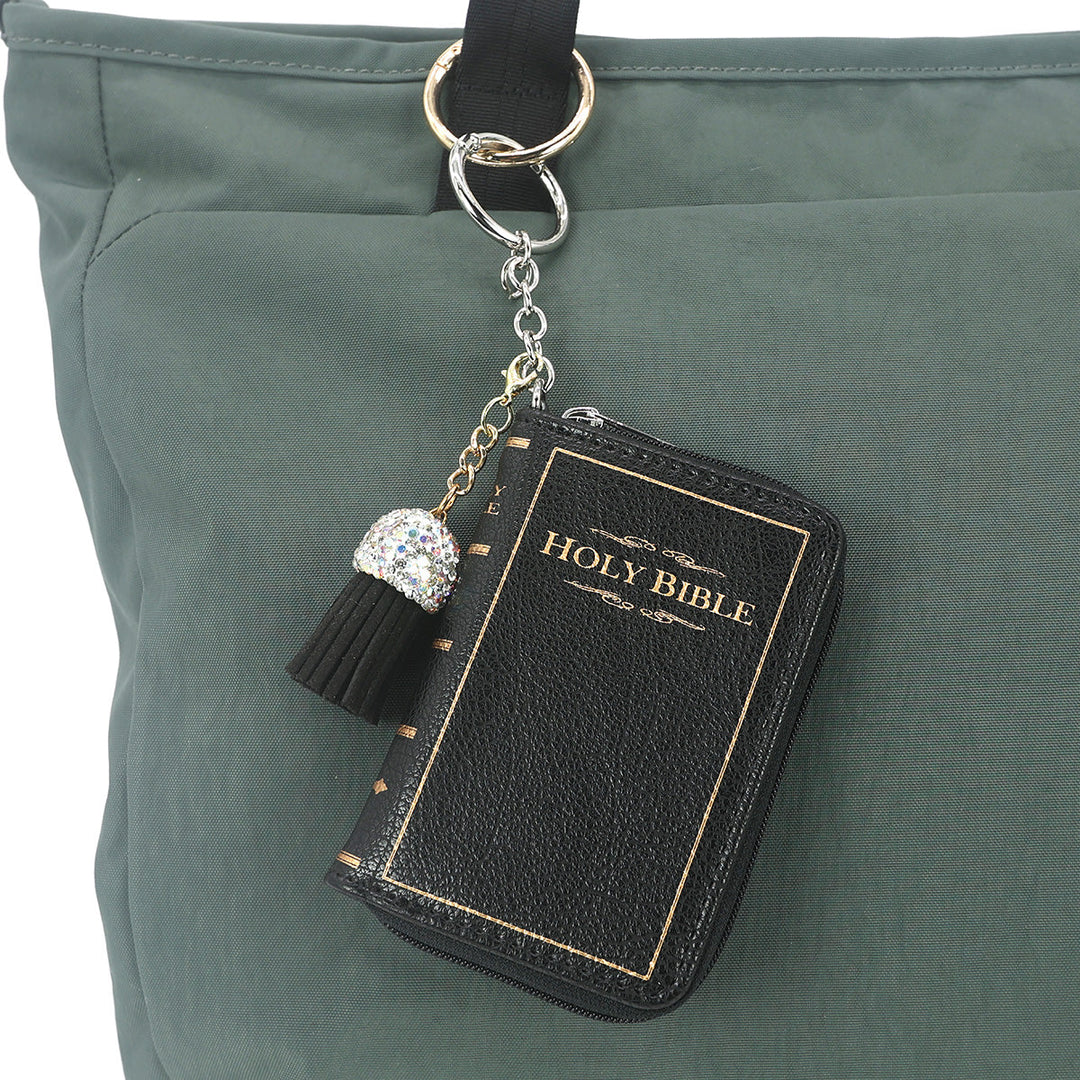 HOLY BIBLE BOOK BAG CHARM COIN PURSE IN VINYL