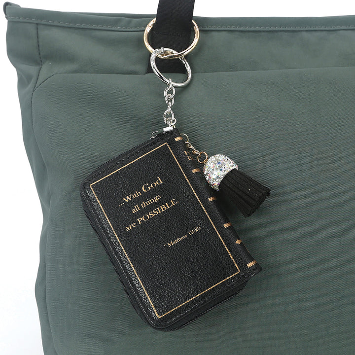 HOLY BIBLE BOOK BAG CHARM COIN PURSE IN VINYL