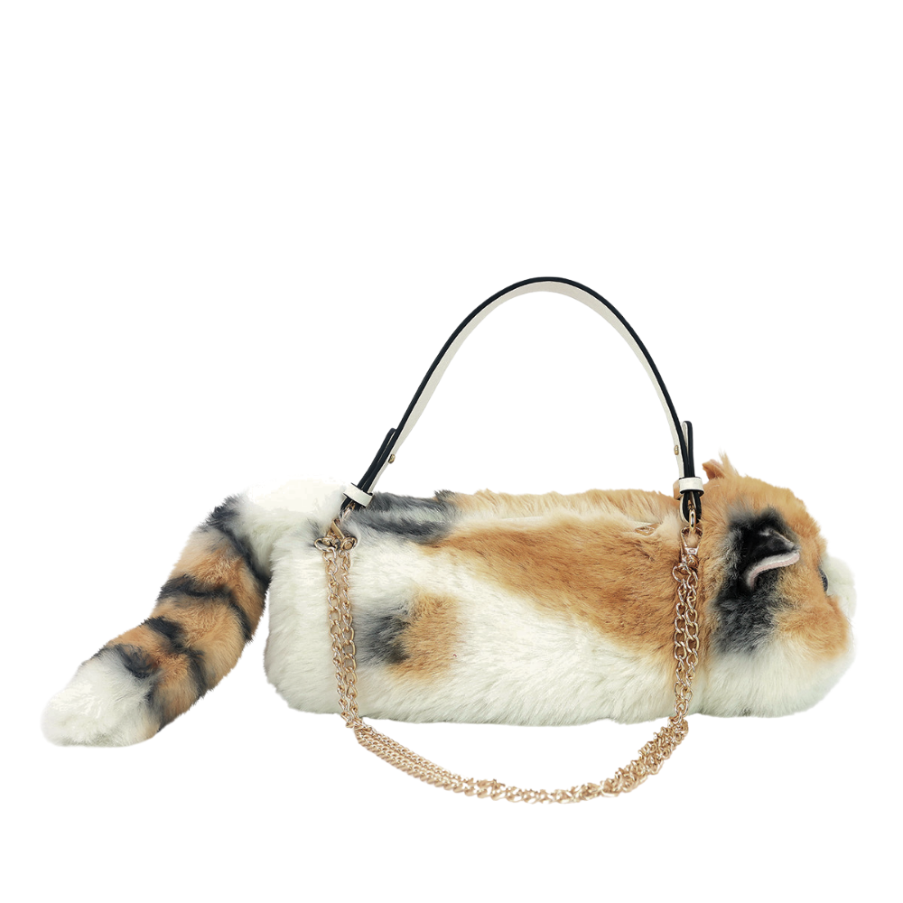 Furry Cat Handheld Purse in Polyester