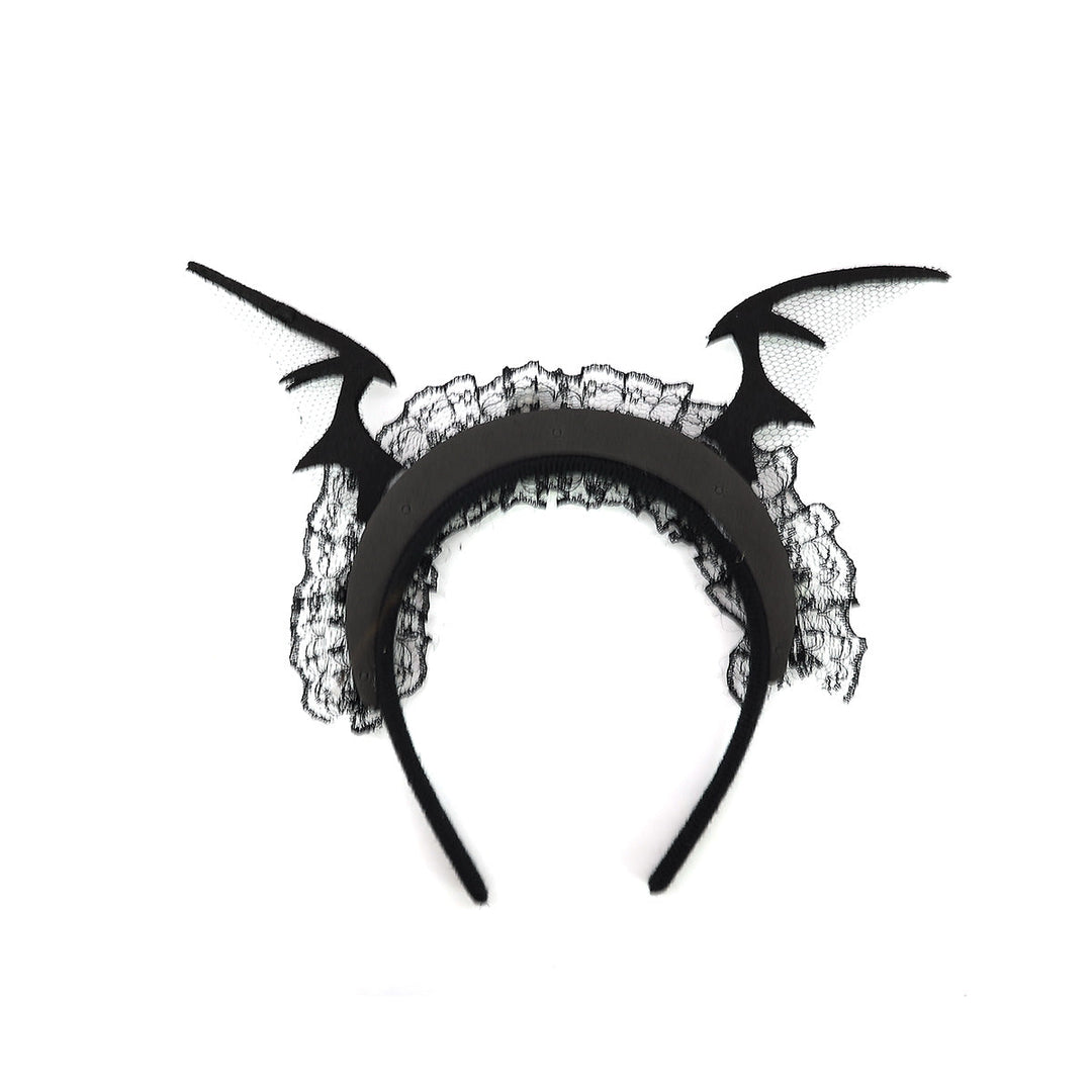 6 pcs of Halloween Batwing Lace Headband with Skull Accents