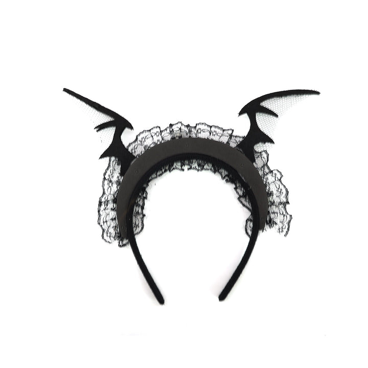 6 pcs of Halloween Batwing Lace Headband with Skull Accents