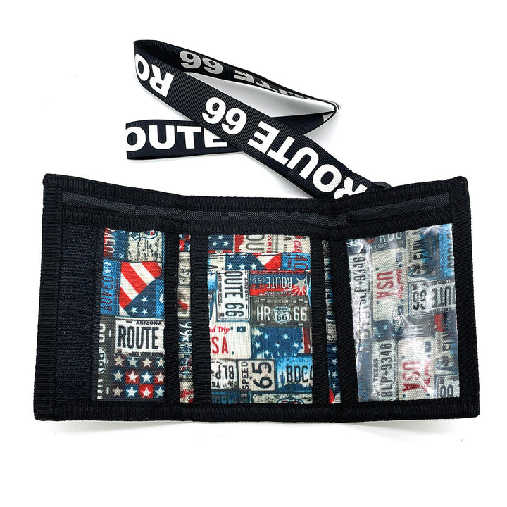 Route 66 Graphic Nylon Wallet with Lanyard