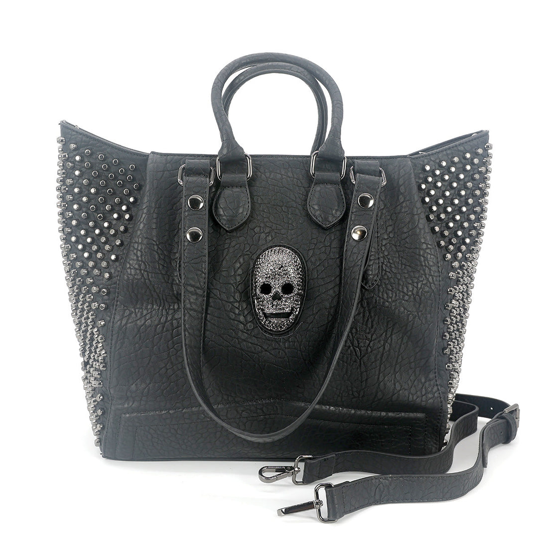 Studded Skull Tote Bag in Vinyl