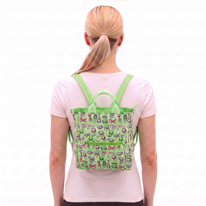 Alien Collage Convertible Backpack in Vinyl
