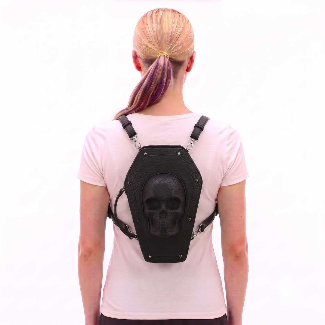 Protruded Skull Coffin Bag in Vinyl