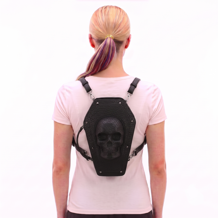 Protruded Skull Coffin Bag in Vinyl