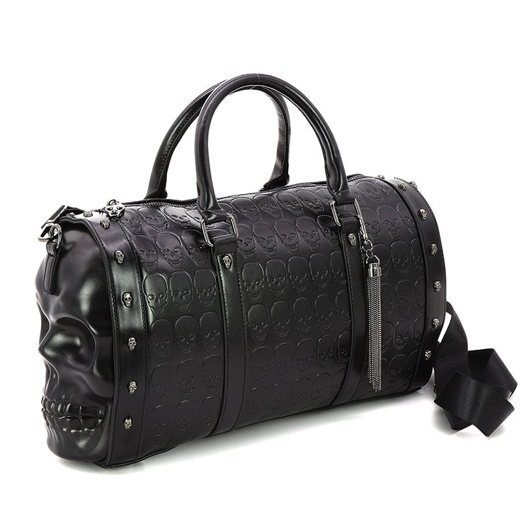 Dual Skull Large Satchel in Vinyl