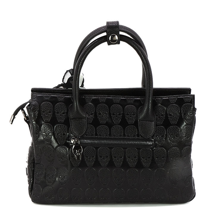 Skull Pattern Satchel in Vinyl