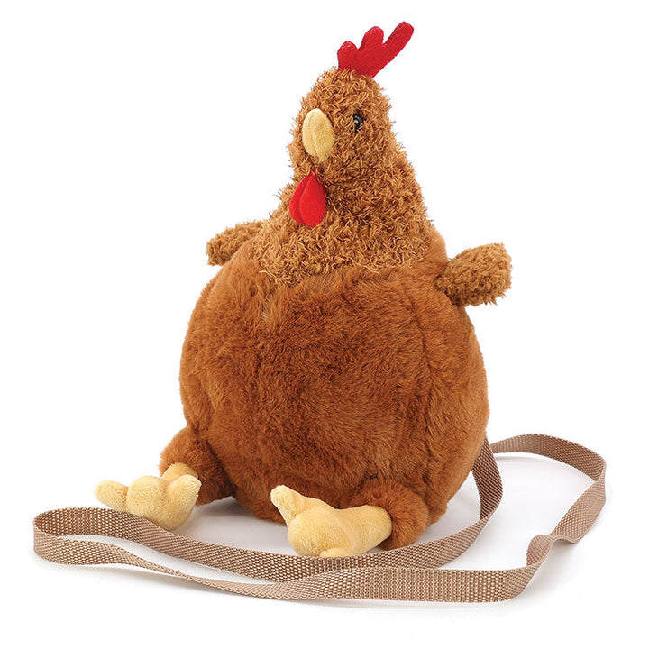 BROWN FURRY HEN CROSS BODY BAG IN POLYESTER