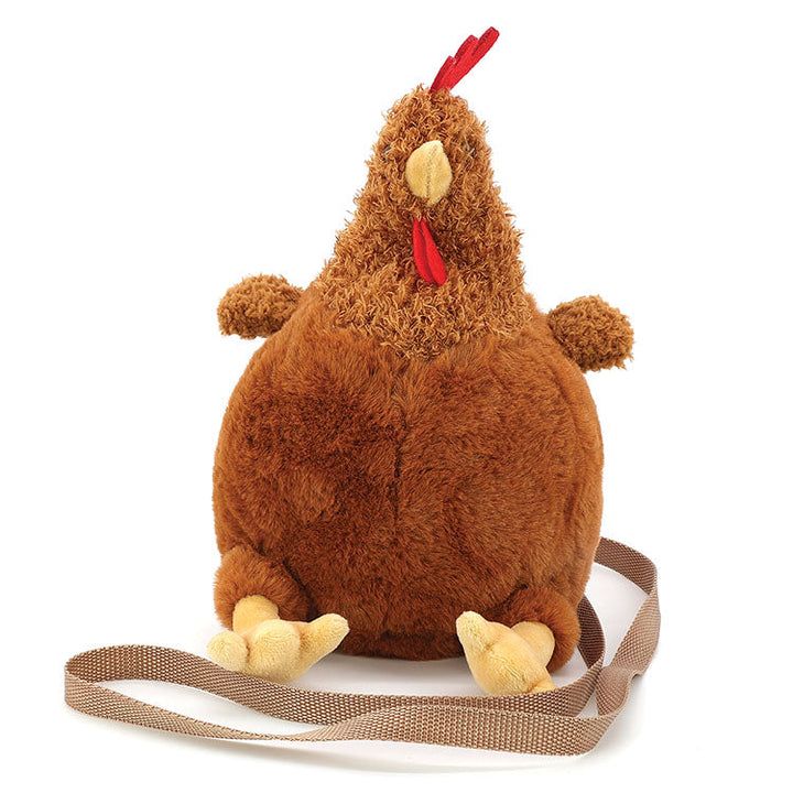BROWN FURRY HEN CROSS BODY BAG IN POLYESTER