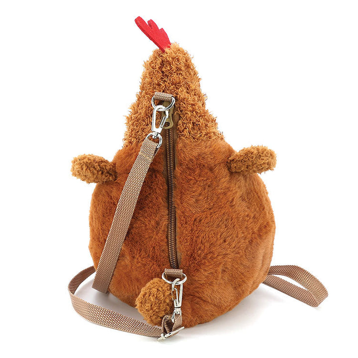 BROWN FURRY HEN CROSS BODY BAG IN POLYESTER