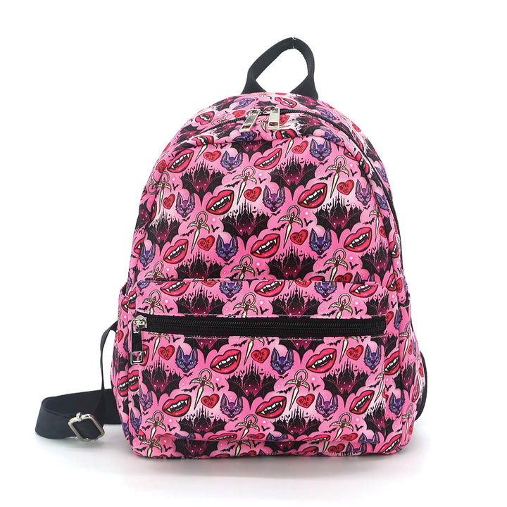 Vampire Smile and Bat mini backpack in polyster