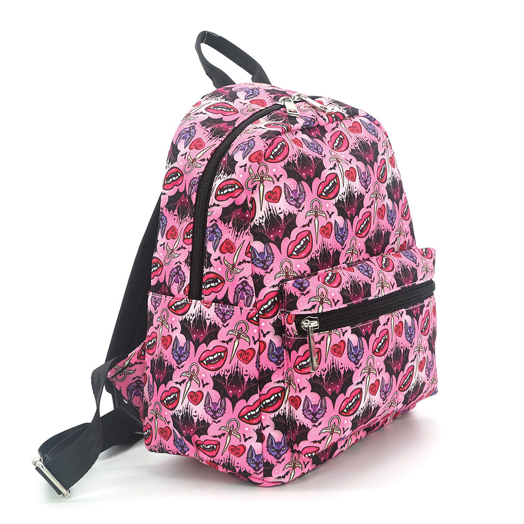 Vampire Smile and Bat mini backpack in polyster