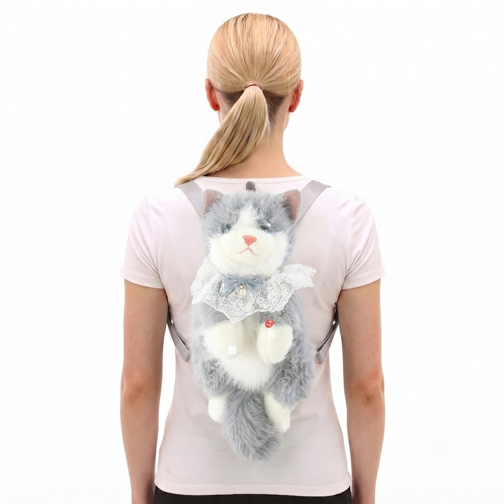 Cute Cat Plush Backpack in Polyester