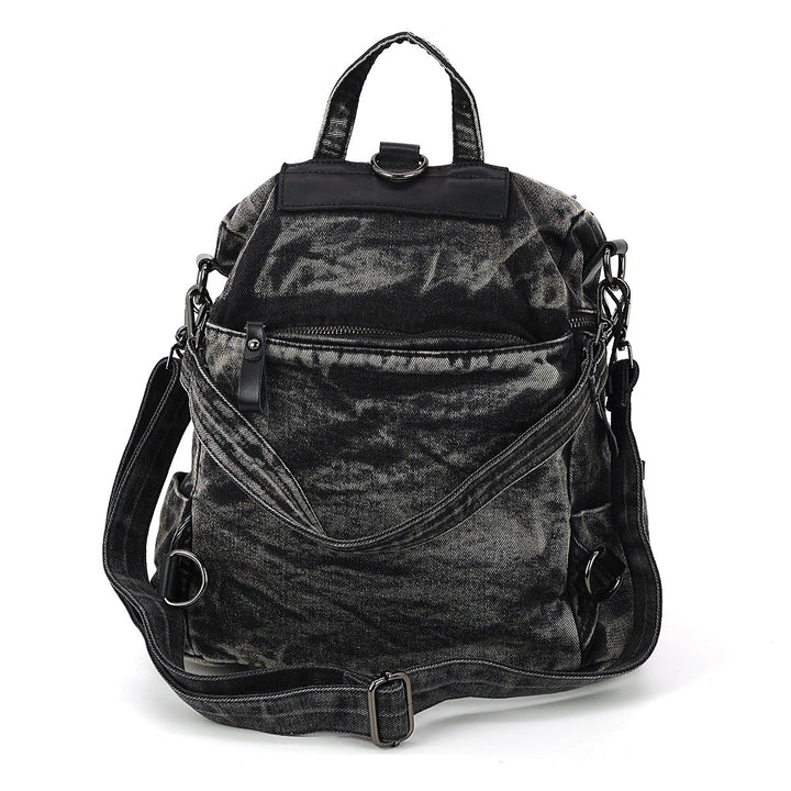 Vintage Washed Denim Mini Backpack Eye Motif in Cotton
