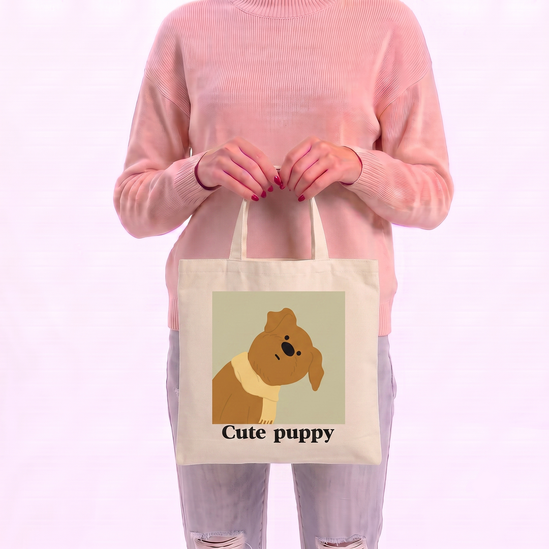 Cute Puppy Tote Bag in Canvas