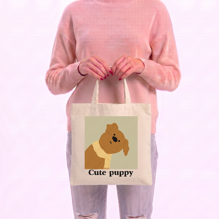 Cute Puppy Tote Bag in Canvas