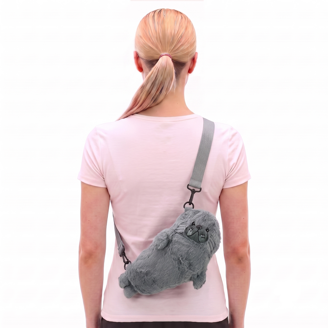 Furry Seal Crossbody Bag in Polyester