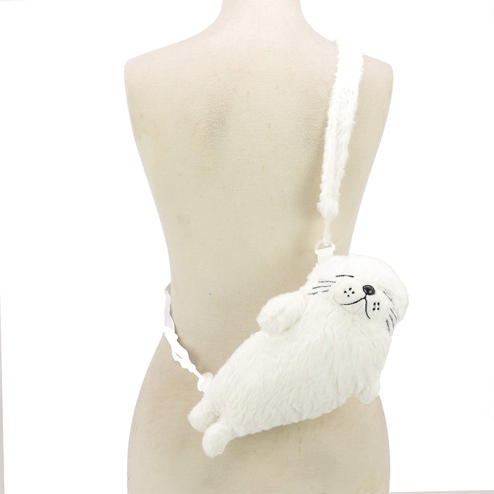 Furry Seal Crossbody Bag in Polyester