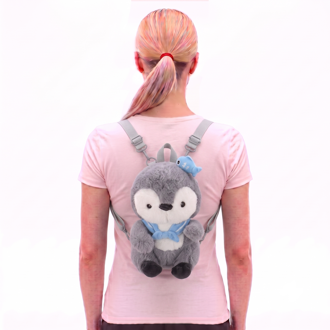 Furry Penguin Backpack in Polyester