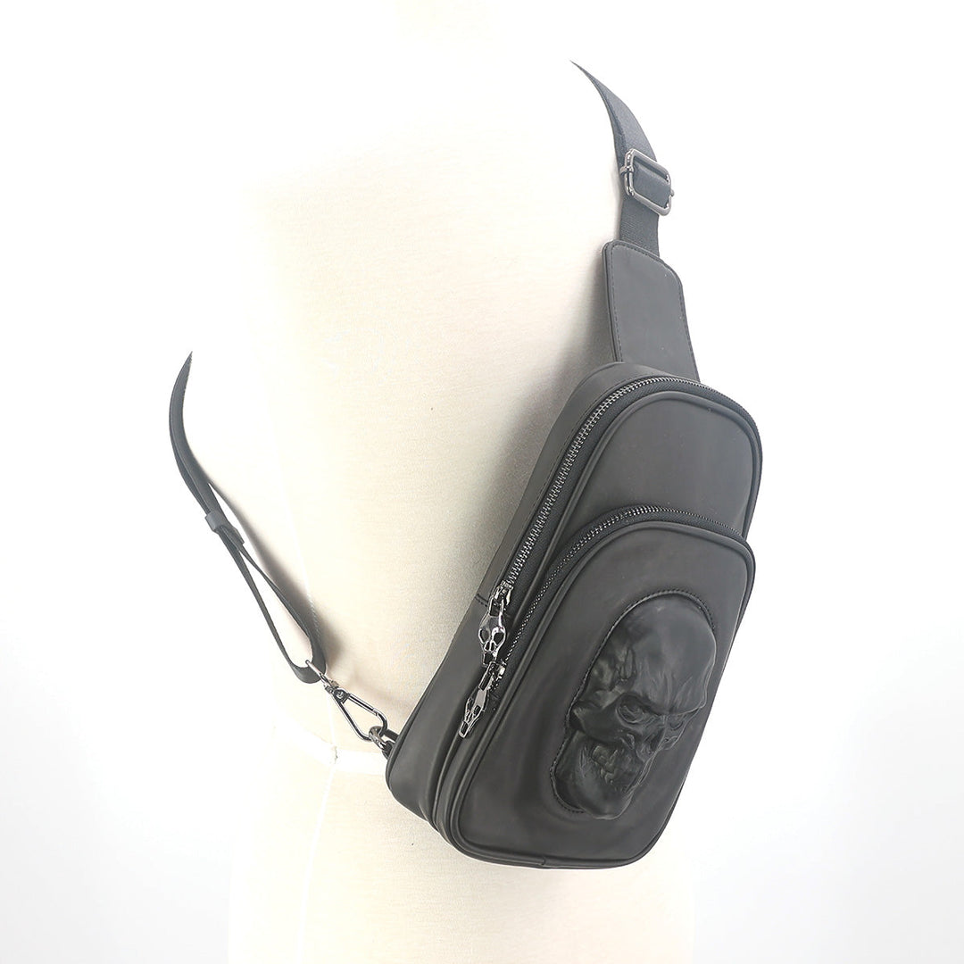 Protruded Skull Face Cross Body Bag in Vinyl