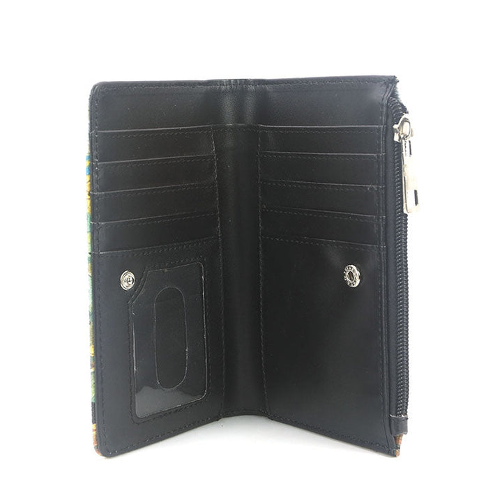 Black cat sunflower wallet in vinyl
