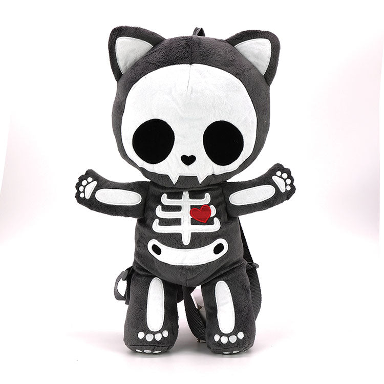 PLUSH SKLETON CAT BACKPACK IN POLYESTER