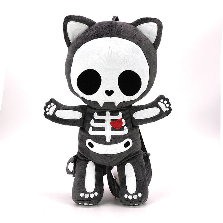 PLUSH SKLETON CAT BACKPACK IN POLYESTER