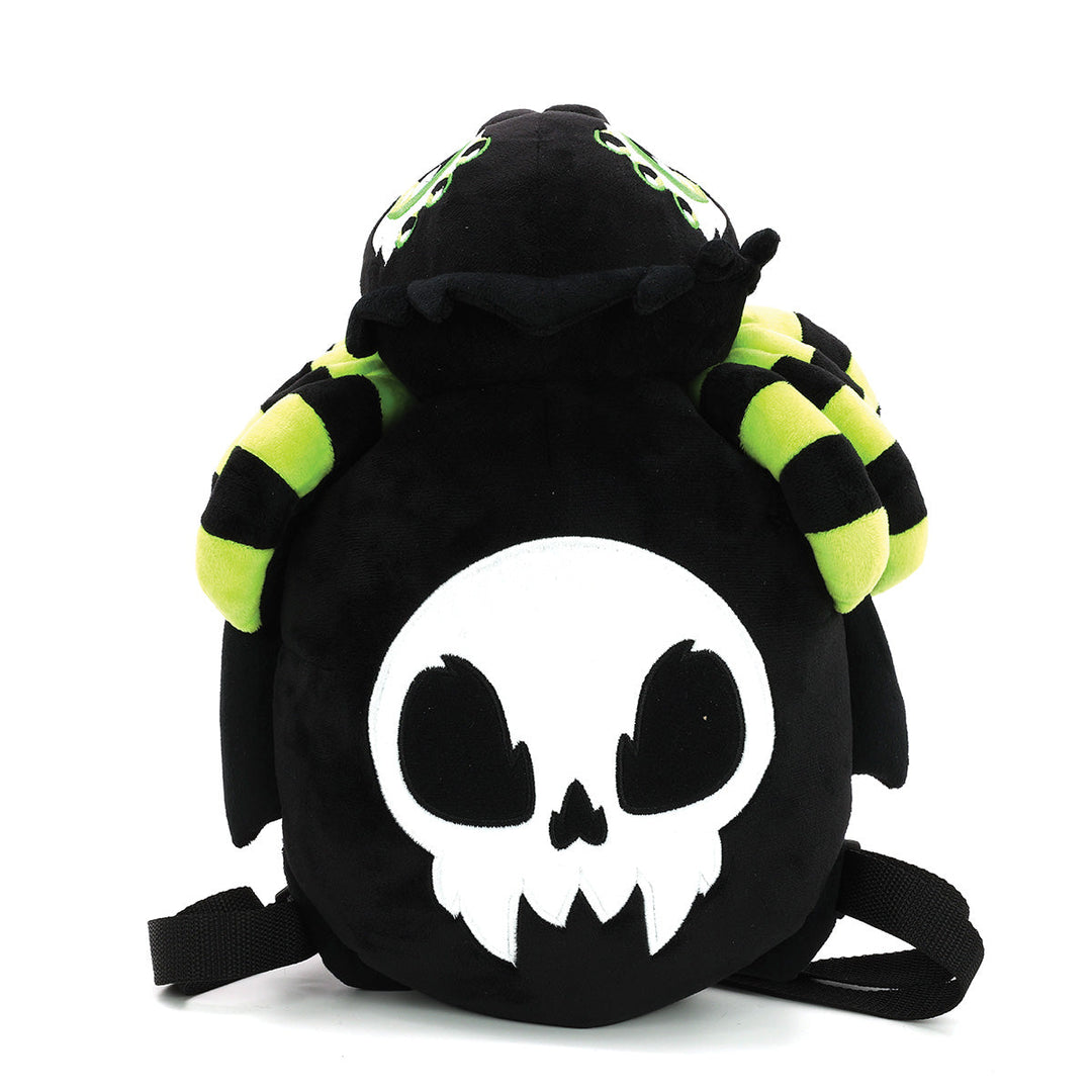 Glow in the Dark Skull Head Spider Plush Backpack in Polyester