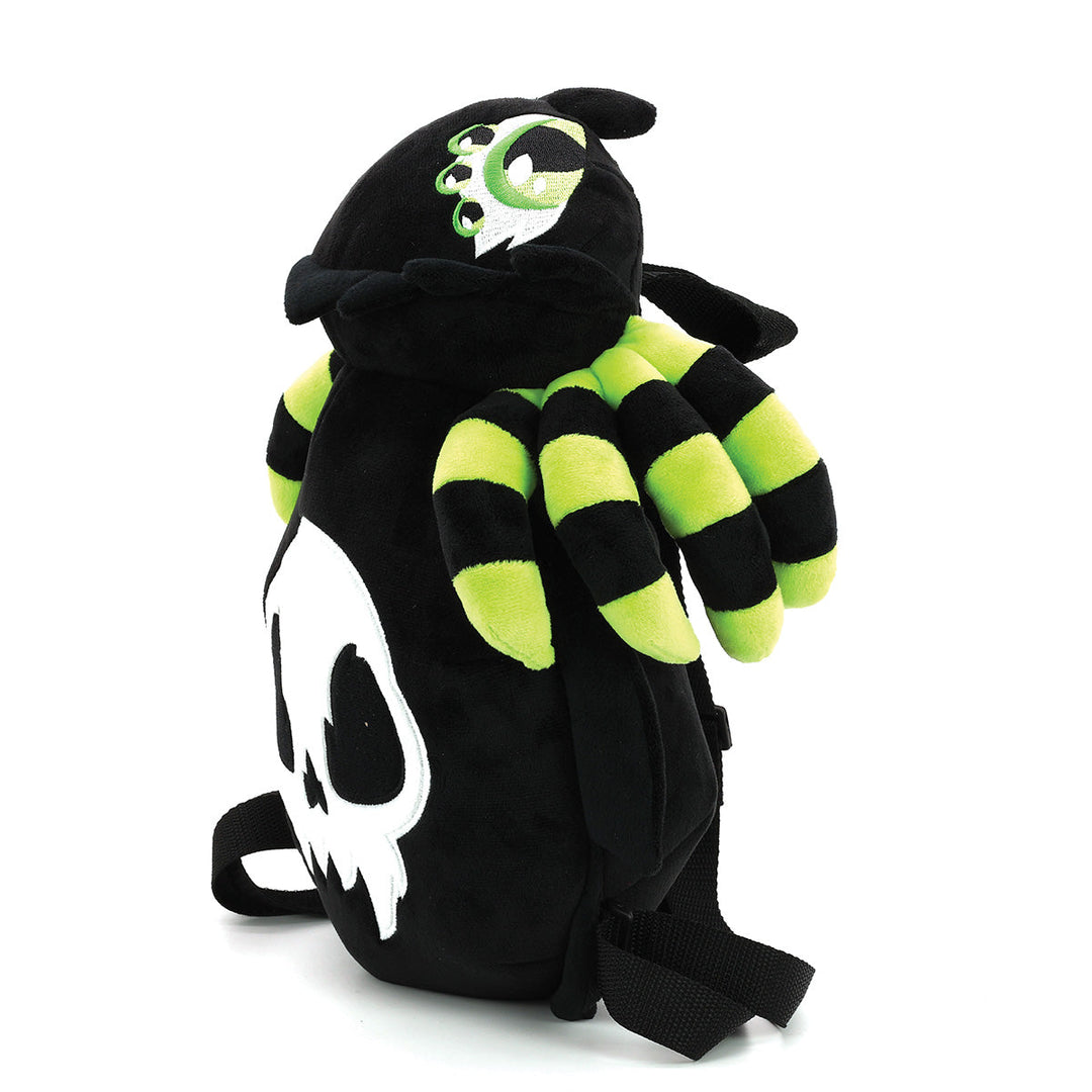 Glow in the Dark Skull Head Spider Plush Backpack in Polyester