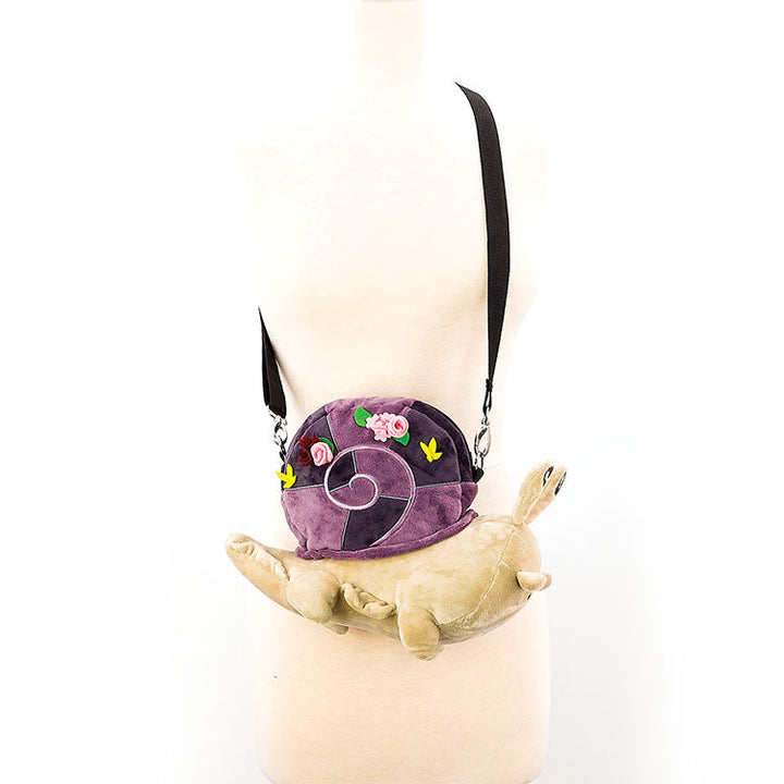Purple Shell Plushy Snail Shoulder Bag in Polyester
