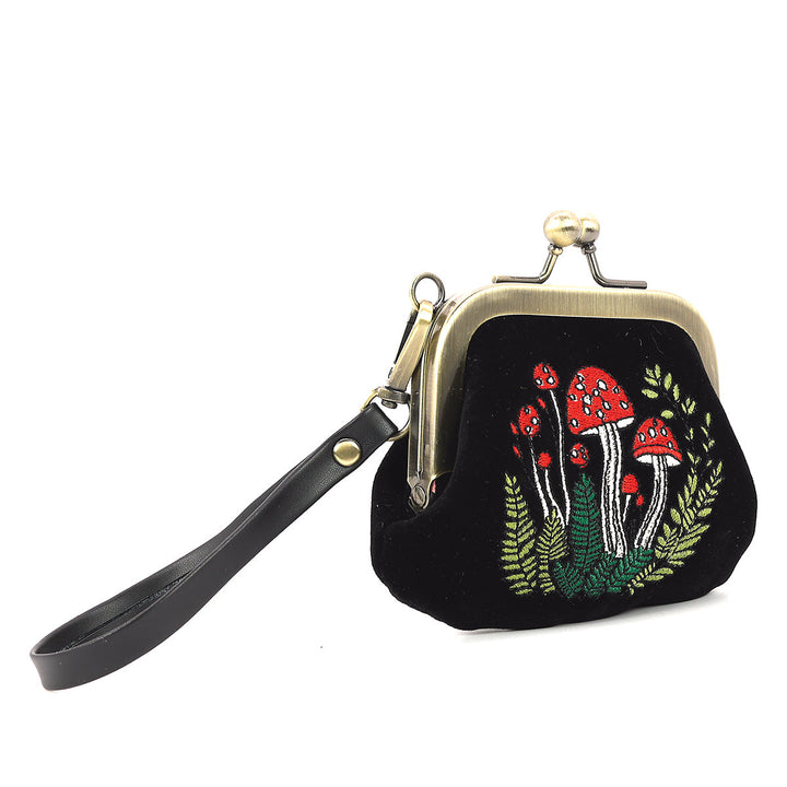 MUSHROOM KISS LOCK COIN PURSE IN VELOUR
