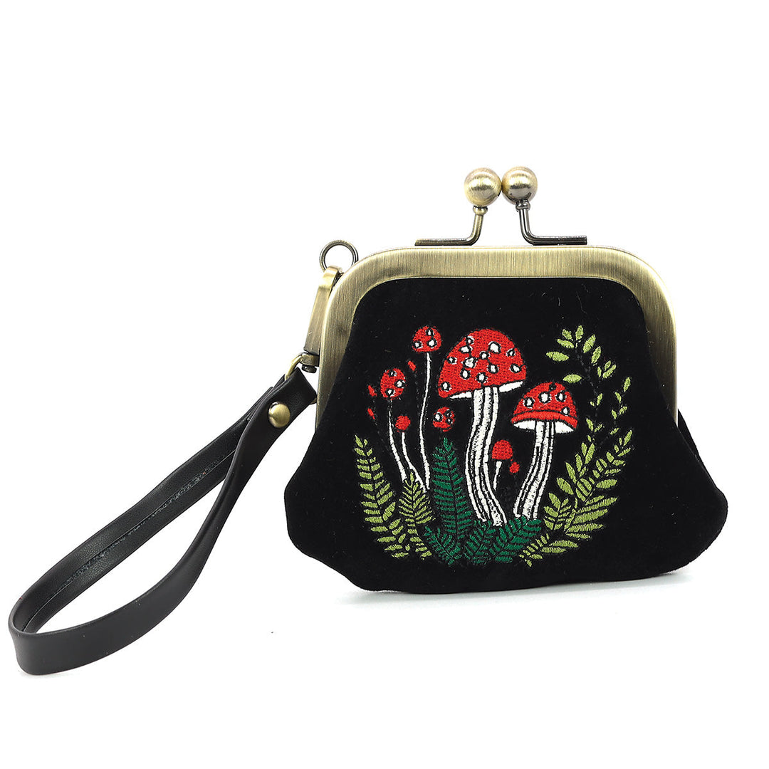 MUSHROOM KISS LOCK COIN PURSE IN VELOUR