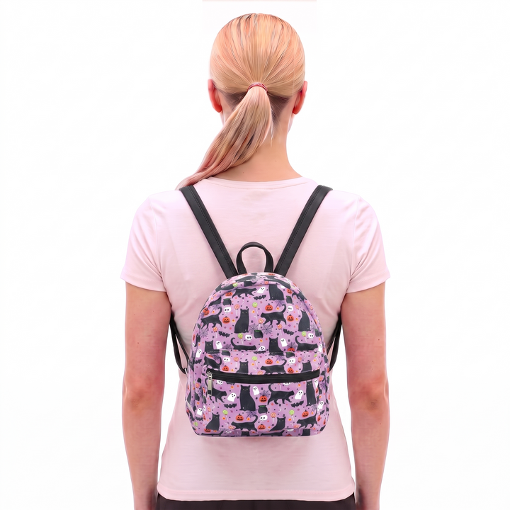 Halloween Black Cat Mini Backpack in Polyester