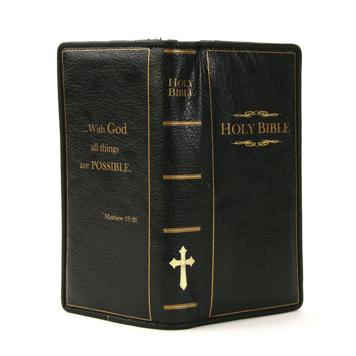 Holy Bible Wallet in Vinyl Material open front view