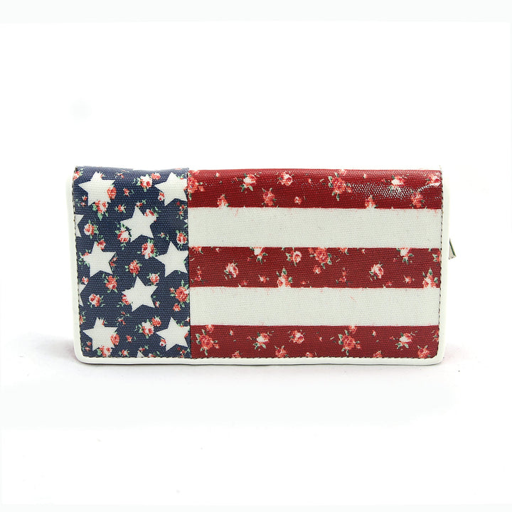 Floral American Zip Around Bi-Fold Wallet in Coated Canvas Material front view