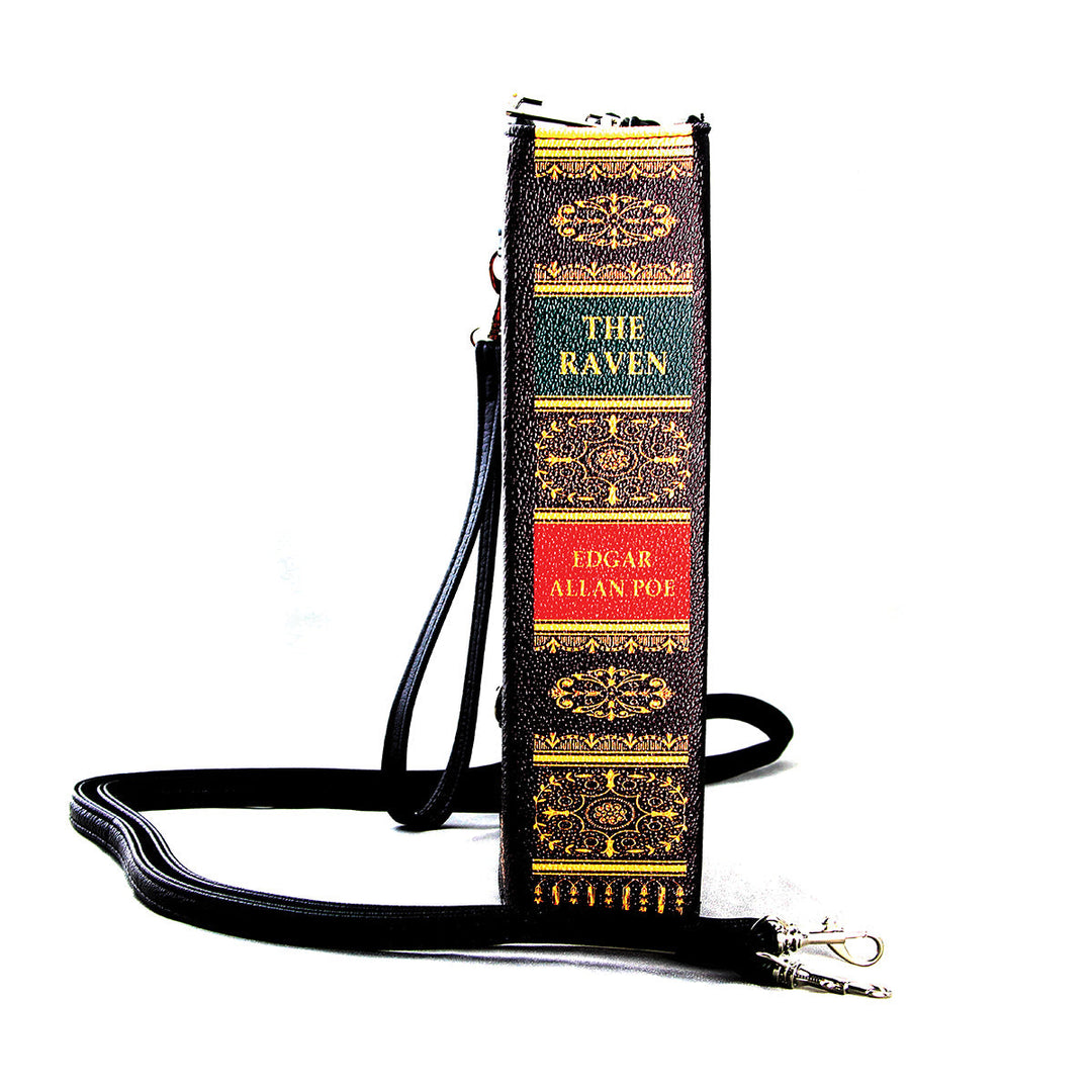 The Raven Vintage Book Clutch Bag in Vinyl, side spine view