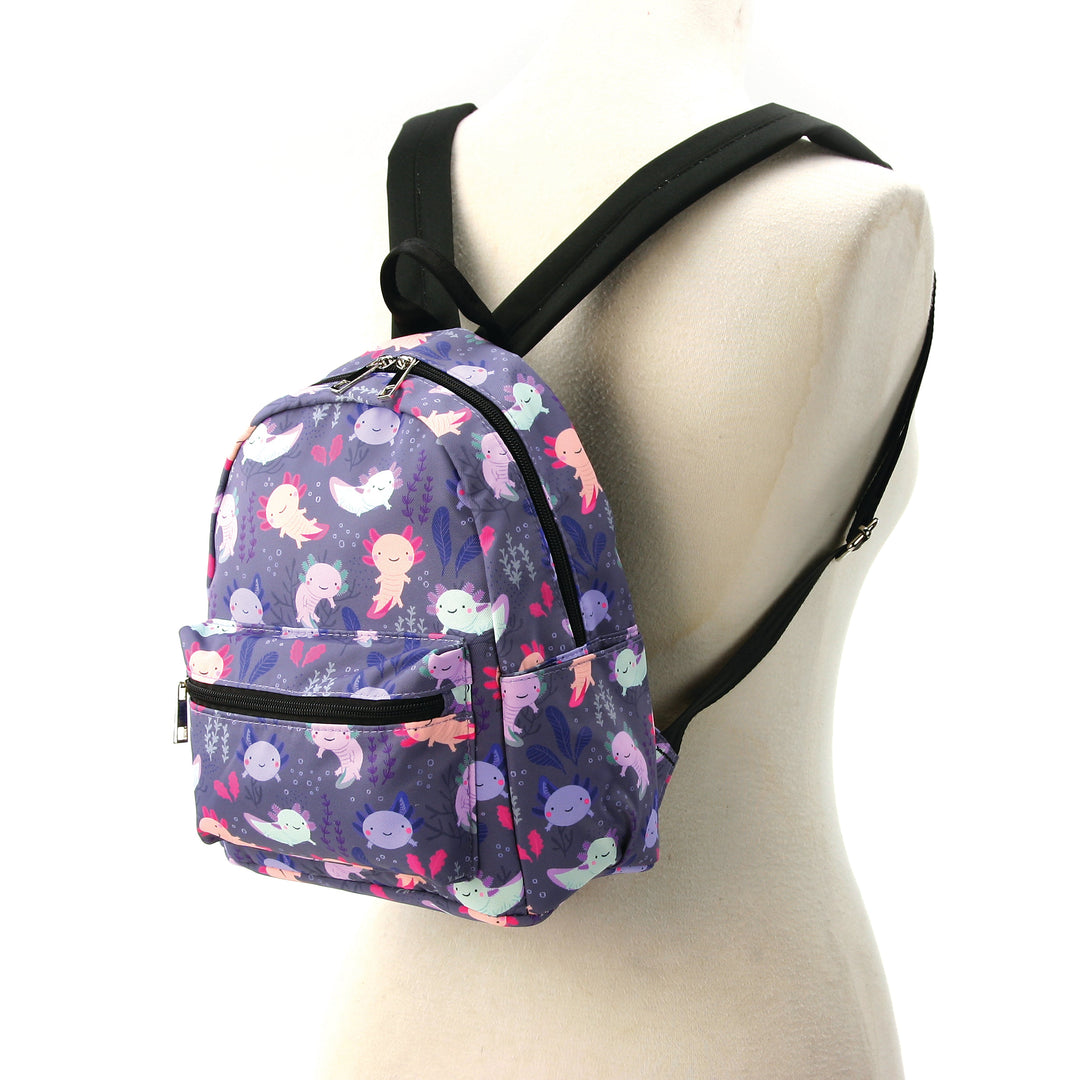 Sleepyville Critters - Axolotl Mini Backpack in Polyester  side view