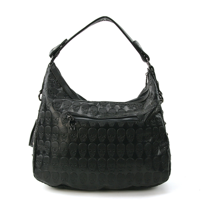 Studded Skull Hobo Bag in Vinyl Material back view