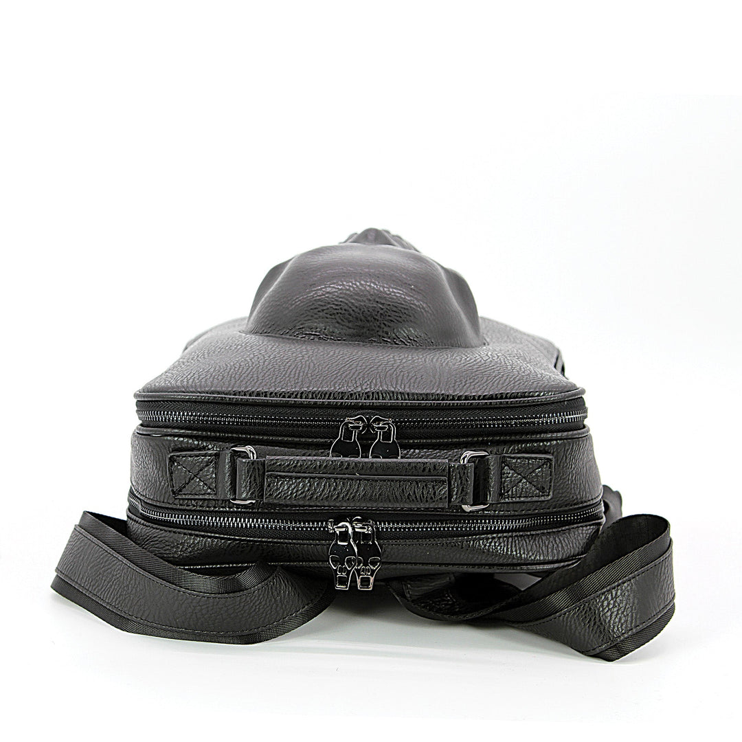 PROTRUDED SKULL RECTANGLE BACKPACK, top view